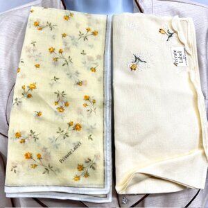 New  set of 2 Private Labels   handkerchiefs cotton/silk  18" Yellow Floral (70)